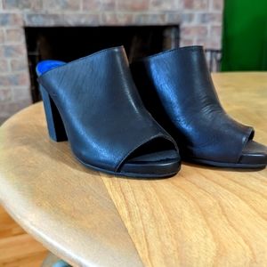 Jeffrey Campbell Leather Mule with wood stacked block heel